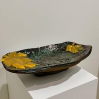 Image 1 of Handmade Forest Green Leaf Bowl - Organic Resin & Clay Art Piece - Unique- Sculptural Fruit Dish 