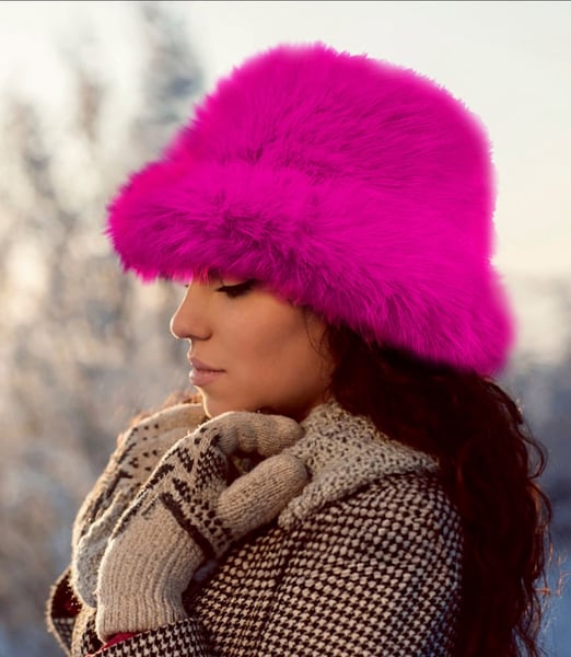 Image of Fuzzy Faux Fur Bucket Hat