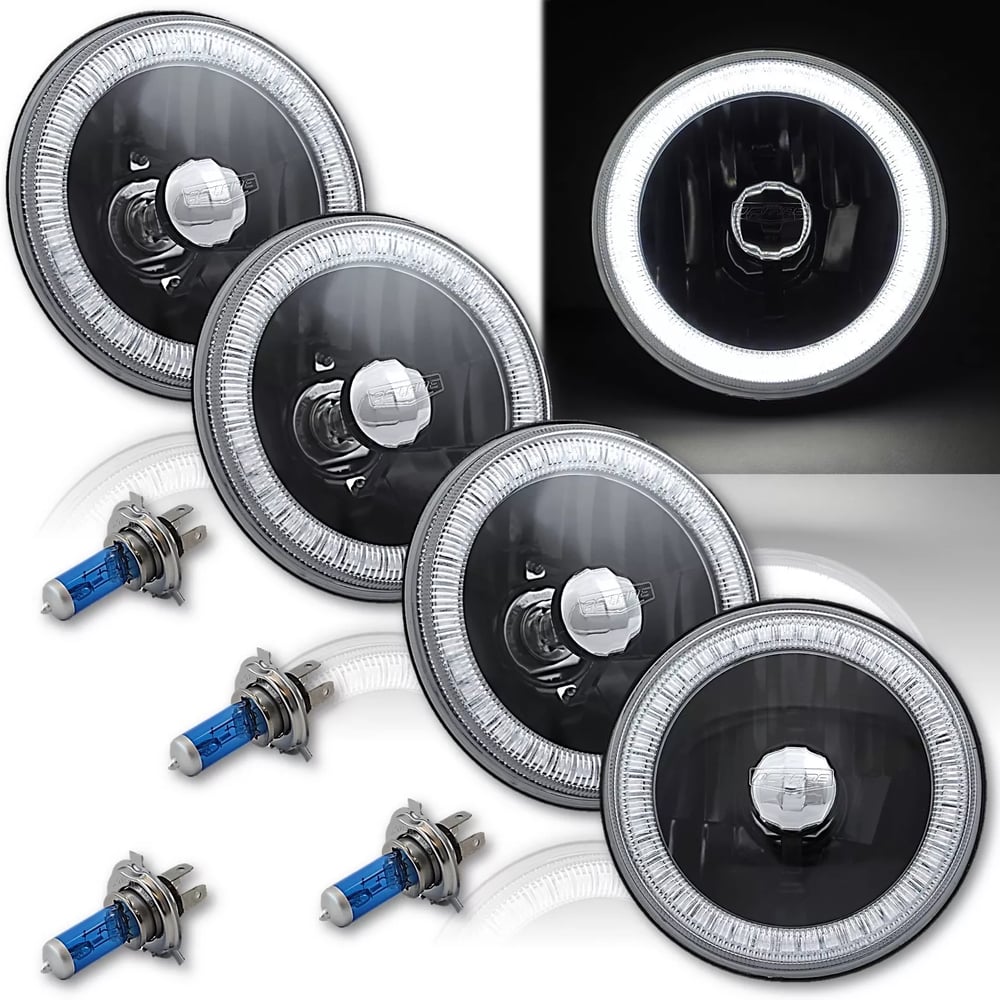 Image of 5-3/4 BLACK HOUSING WHITE SMD DOTTED HALO SET (4) (SELECT FROM DROP DOWN BOX)