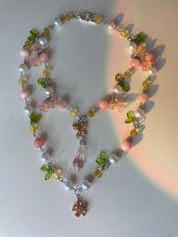 Image 3 of Beautiful pink butterfly choker necklace, two layered beaded necklace, fairycore necklace