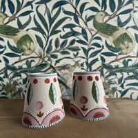 Image 1 of "The Rosalinds" - Matching Pair of Hand Painted Candle Clip Fabric Lampshades