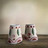 Image 5 of "The Rosalinds" - Matching Pair of Hand Painted Candle Clip Fabric Lampshades