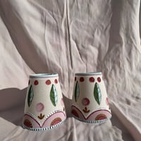 Image 3 of "The Rosalinds" - Matching Pair of Hand Painted Candle Clip Fabric Lampshades