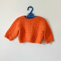 Image 1 of Pull tricot orange 6/12 mois seconde main années 70