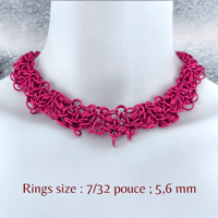 Image 5 of LUCID BRAID HYPERPINK 𒌐 Intricate Chainmail Necklace ✧ Anodized Alluminium Edition ✧