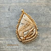 Image 2 of Picture Jasper Gold Wire Wrapped Pendant, Jasper Pendant, Handmade Jasper Pendant 