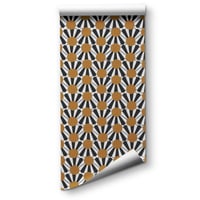 Image 2 of  Scalloped Yellow Waves Peel and Stick Wallpaper – Bright Retro Design