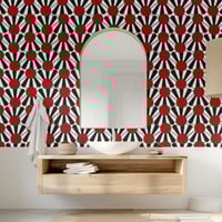 Image 1 of Scalloped Red Waves Wallpaper