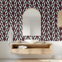 Image 2 of Scalloped Burgundy Waves Wallpaper