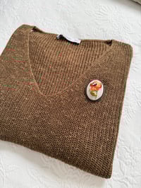 Image 3 of Hand-embroidered flower brooch, Unique handmade floral pin, Floral embroidered brooch, Artisan embro