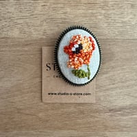 Image 4 of Hand-embroidered flower brooch, Unique handmade floral pin, Floral embroidered brooch, Artisan embro
