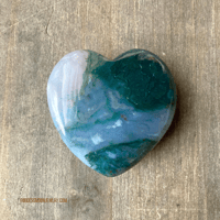 Image 2 of Moss Agate Crystal Heart, Crystal Heart, Green Moss Agate for Abundance & Growth