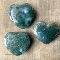 Image 3 of Moss Agate Crystal Heart, Crystal Heart, Green Moss Agate for Abundance & Growth