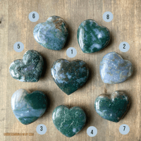 Image 6 of Moss Agate Crystal Heart, Crystal Heart, Green Moss Agate for Abundance & Growth