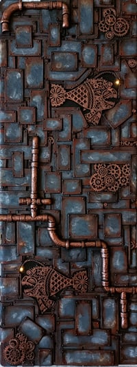 Image 1 of HANDMADE STEAMPUNK CANVAS WITH PIPE WORK AND PANELLING