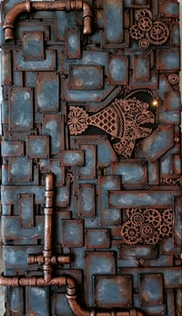 Image 2 of HANDMADE STEAMPUNK CANVAS WITH PIPE WORK AND PANELLING