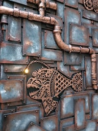 Image 4 of HANDMADE STEAMPUNK CANVAS WITH PIPE WORK AND PANELLING