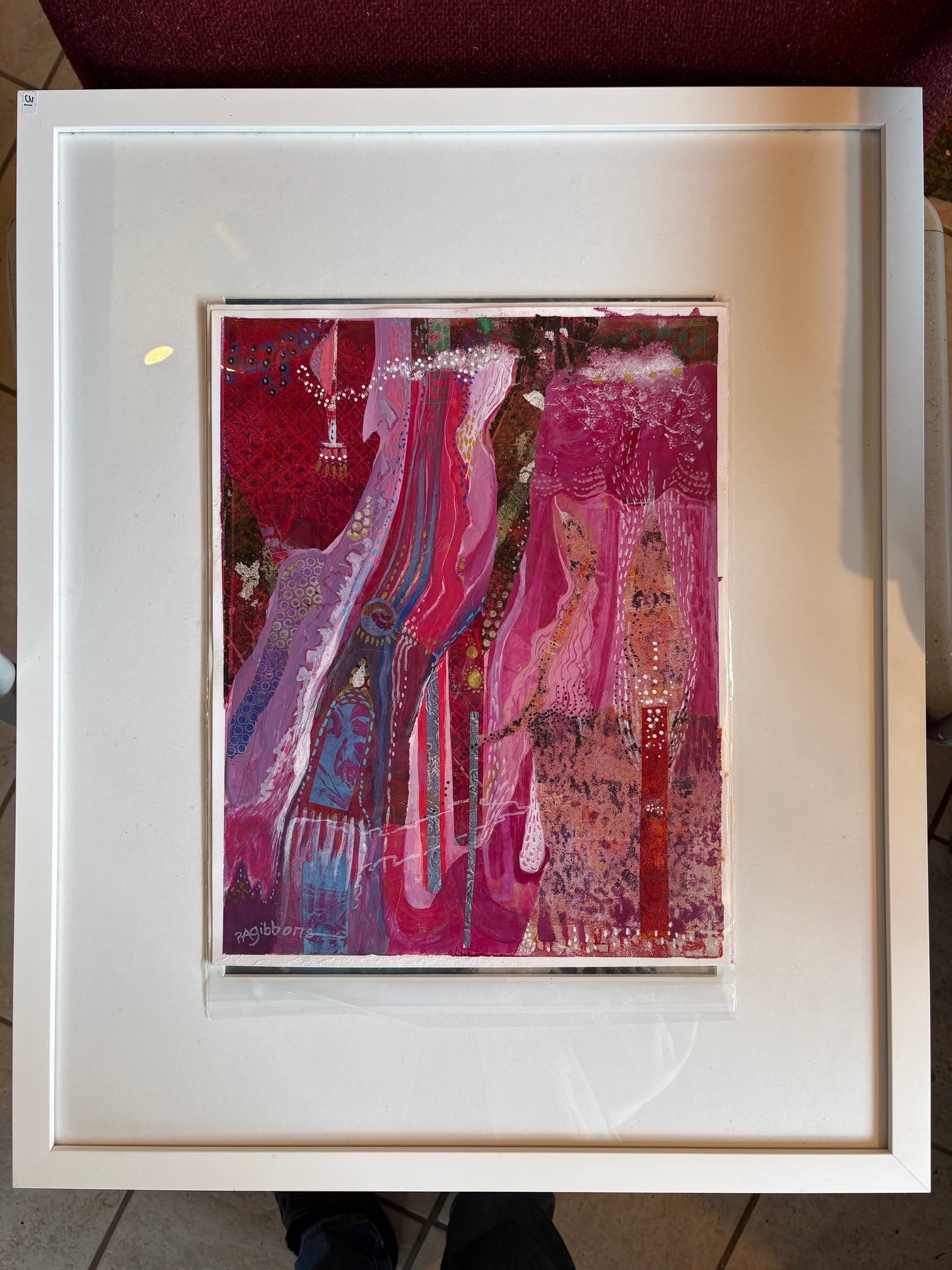 Image of A Little Night Dance Collage and Acrylic on Paper PINK!