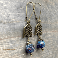Image 2 of Blue Antique Bronze Earrings, Boho Earrings, Dangle Earrings, Boho Jewelry, Handmade