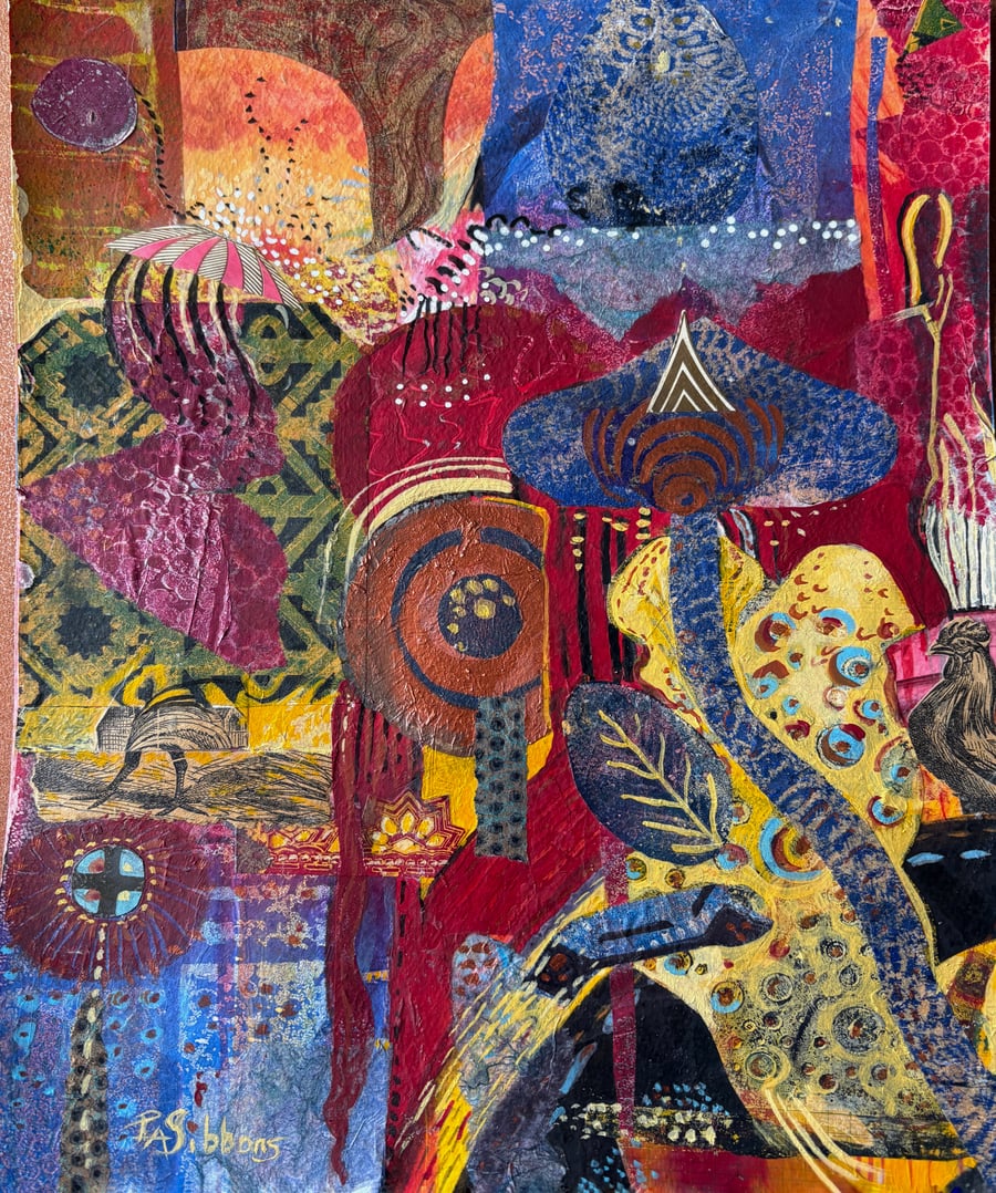 Image of The Sultan's Garden Collage and Acrylic on Paper