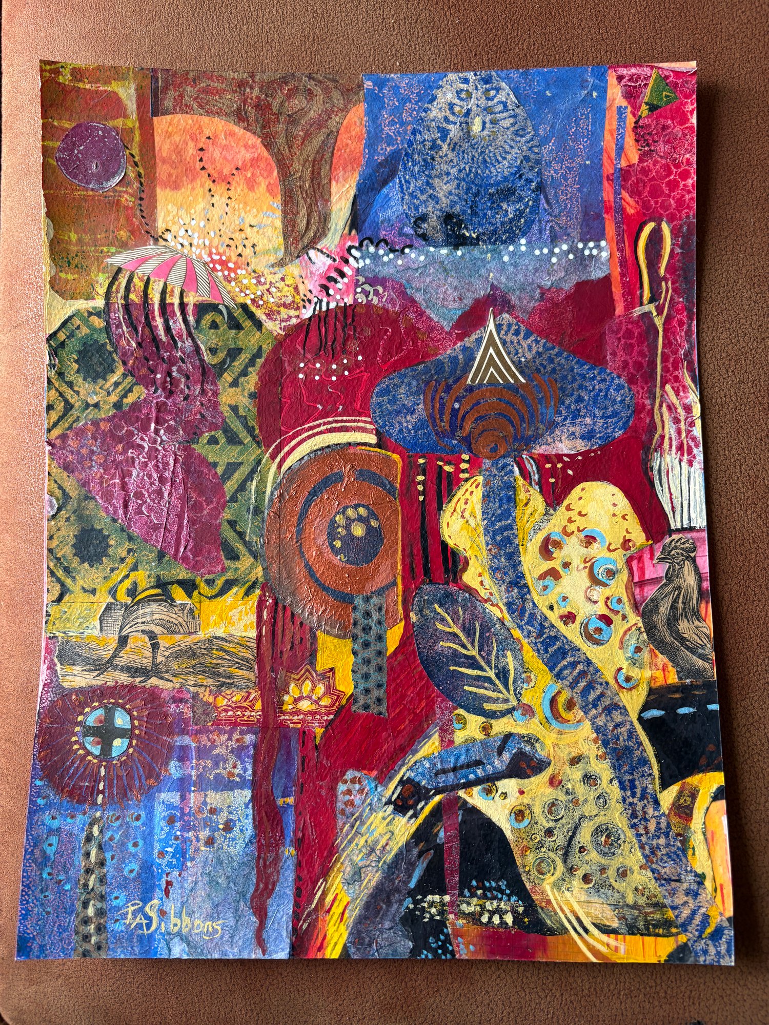Image of The Sultan's Garden Collage and Acrylic on Paper