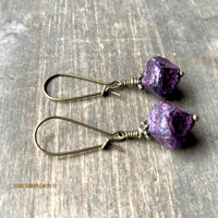 Image 2 of Purple Earrings, Boho Earrings, Dangle Earrings with Antique Bronze Hooks, Handmade