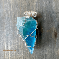 Image 3 of Blue Fluorite Wire Wrapped Pendant – Raw Stone for Clarity (Pendant Only)