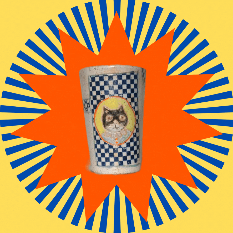 Image 2 of Checker Cats Cup