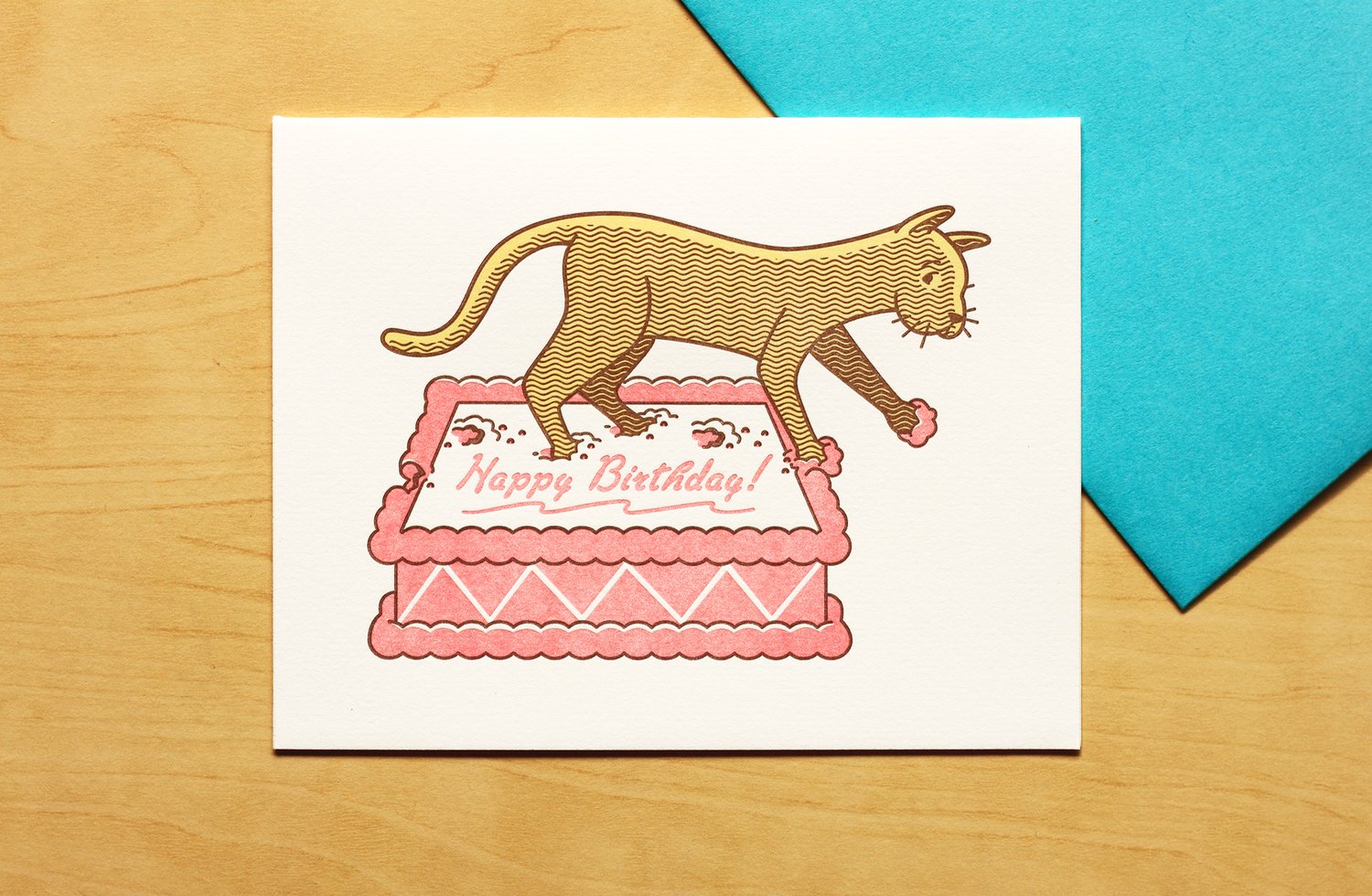 Image of CAKE WALK CAT Birthday Card
