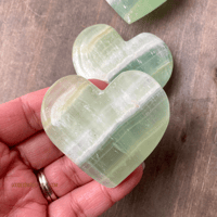 Image 2 of Seafoam Green Calcite Hearts, Green Crystal Heart, Pistachio Calcite, For clearing negative emotions