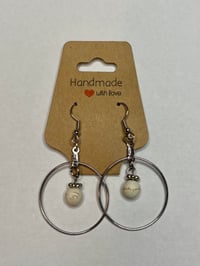 Image 2 of Single Pearl Hoop Dangle Earrings 