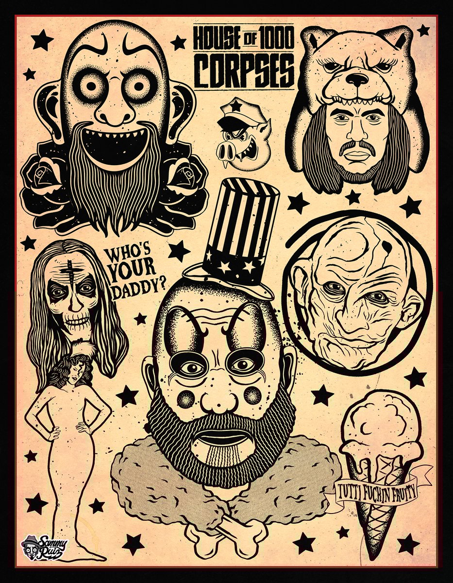 House of 1000 Corpses Tattoo Flash