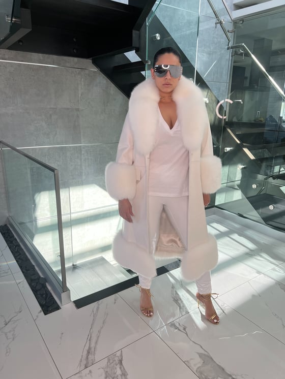 Image of TINA LEATHER X FUR TRENCH COAT