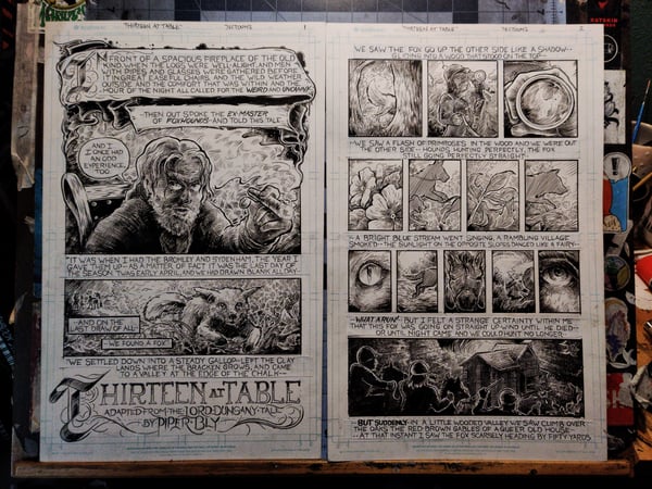 Image of Original Comic Art Folio Set: "Thirteen At Table"