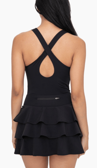 Image 3 of DP FITNESS BLACK RUFFLE TANK DRESS 