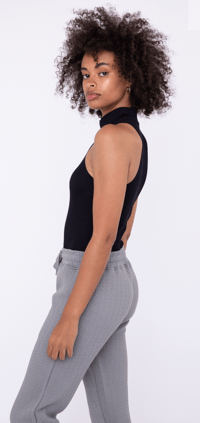 Image 2 of BLACK MOCK NECK BODYSUIT 