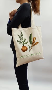 Image 2 of Botanical “Wellness” Canvas Tote #63