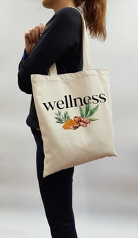 Image 2 of Botanical “Wellness” Canvas Tote #111