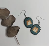 Image 1 of Circle earrings, fox and bunny 
