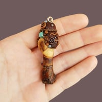 Image 2 of Amazonite Crystal Handcrafted Wood Pendant