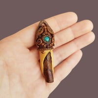 Image 2 of Turquoise Handcrafted Wood Pendant