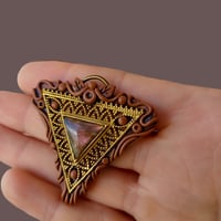 Image 2 of Earthy Tribal Labradorite Brass Triangle Pendant