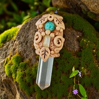 Image 1 of Amazonite, Quartz Crystal & Chalcedony Forest Cream Pendant
