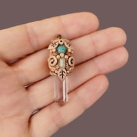 Image 2 of Amazonite, Quartz Crystal & Chalcedony Forest Cream Pendant