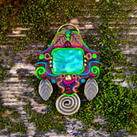 Image 1 of Tribal Bronze Spiral Chrysoprase Pendant