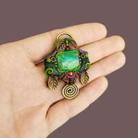 Image 2 of Tribal Bronze Spiral Chrysoprase Pendant