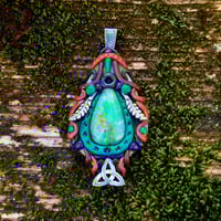 Image 1 of Silver Triquetra Chrysoprase Pendant