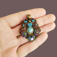 Image 2 of Amazonite in Brass & Turquoise Pendant