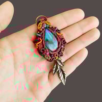 Image 2 of Leafy Bronze Labradorite & Amazonite Pendant