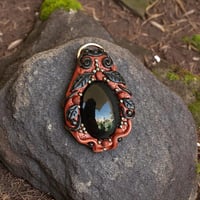 Image 1 of Red & Black Obsidian Pendant